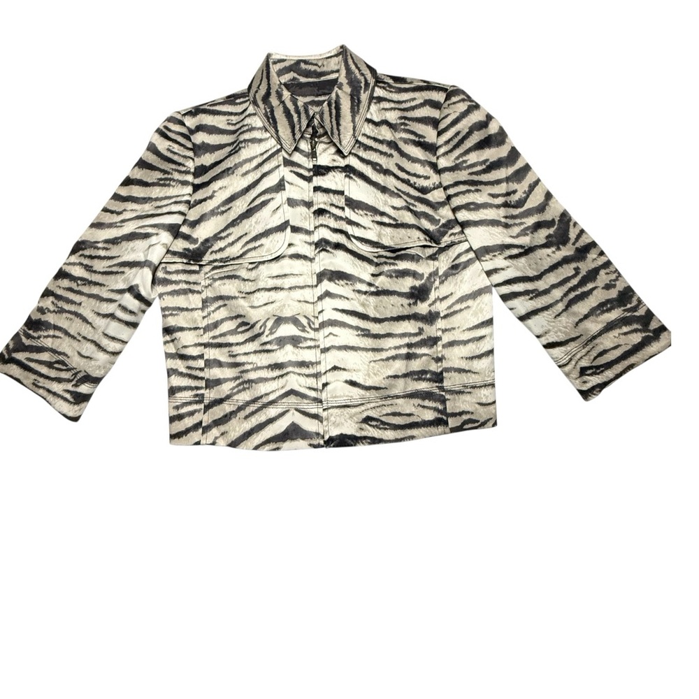 Anthracite Animal Print Utility Jacket Zip Up Size 4 Like New - Picture 3 of 16